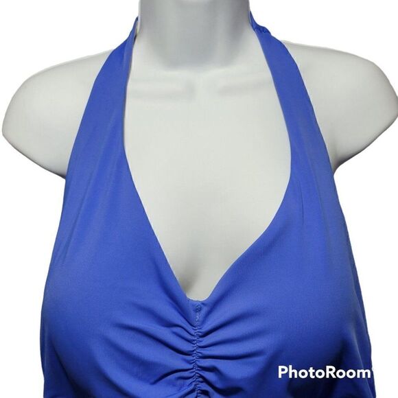 Swimsuits For All Womens Plus Size 24 Shirred Halter One Piece Swimsuit NEW - Picture 5 of 12